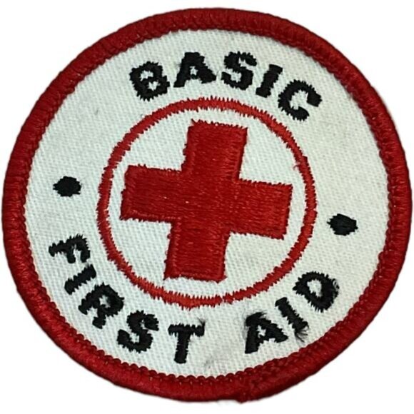 Vintage Basic First Aid Patch Red Cross Embroidered Badge - Picture 3 of 4